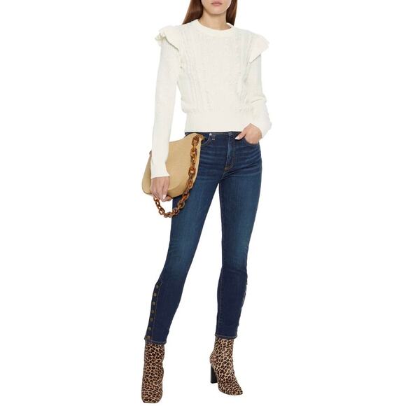 Veronica Beard Debbie Snap Detail Skinny High Rise Ankle Jeans - Picture 2 of 11